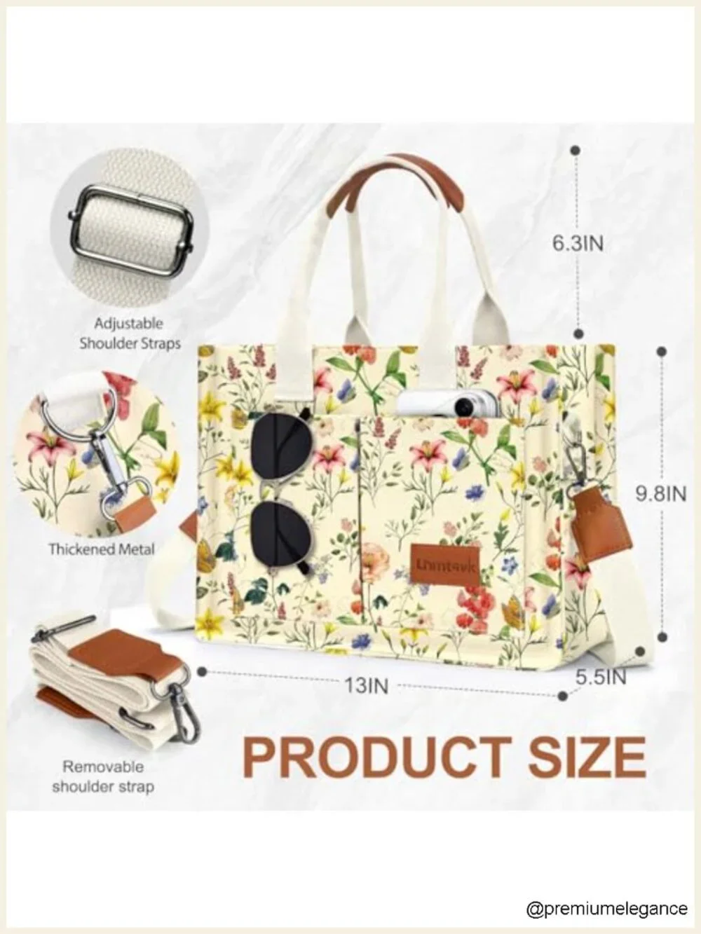 Large Canvas Tote Bag with Multiple Pockets for Work